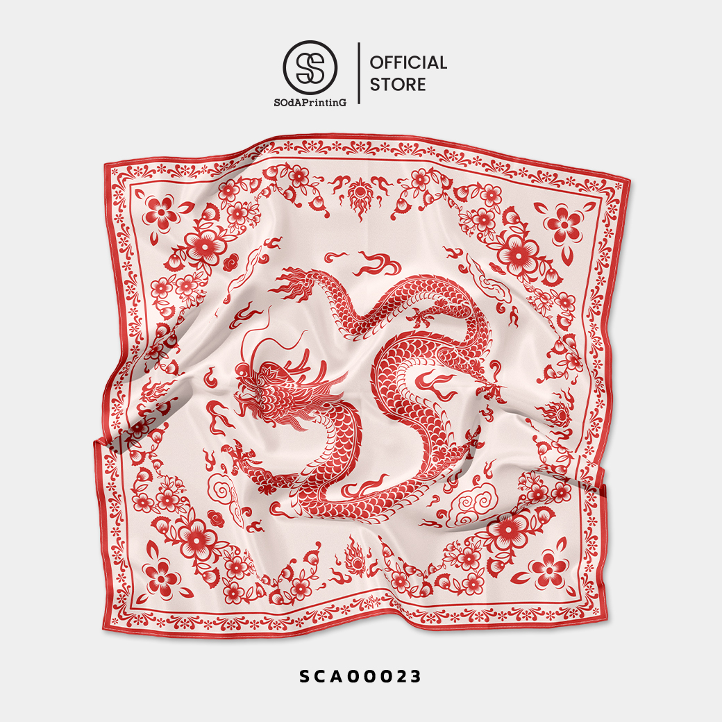 ผ้าพันคอพิมพ์ลาย ปีมังกร II รหัส SCA00021-SCA00024 #ผ้าพันคอ #SOdAPrintinG