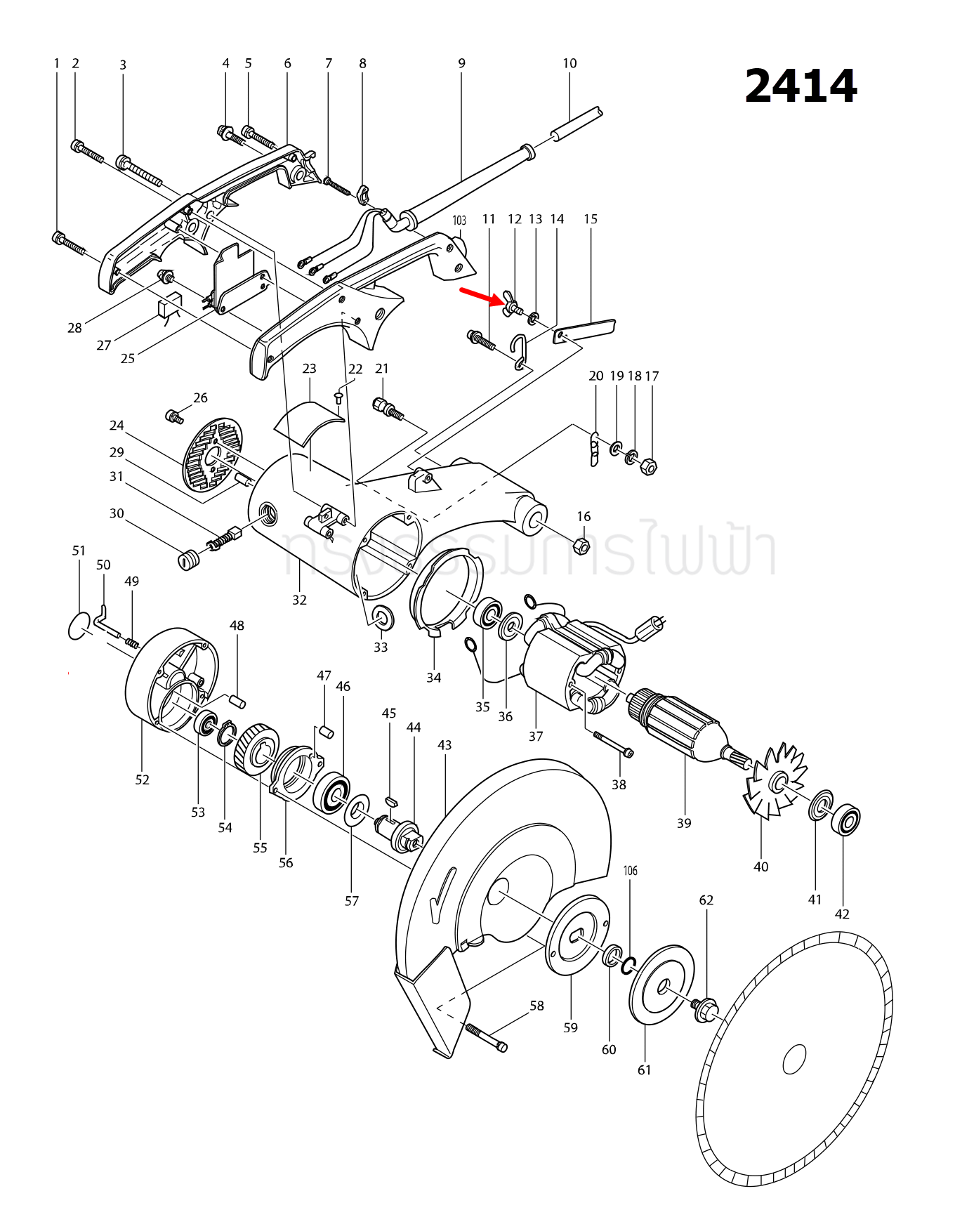น๊อตหางปลา M5X10 เราท์เตอร์, เครื่องตัดคอนกรีต Makita 2414 [#12], 3612BR [#34], 4100NB [#51], 4100NH [#52], 1100 [#40] Pn.924206-5 (แท้) ##