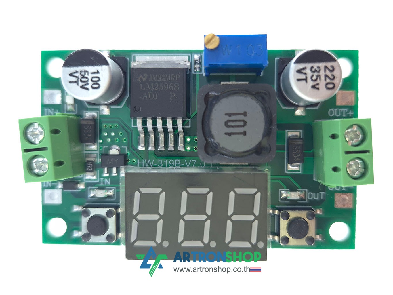 โมดูลลดแรงดัน พร้อมหน้าจอแสดงผล LM2596 DC-DC Step Down Power Module