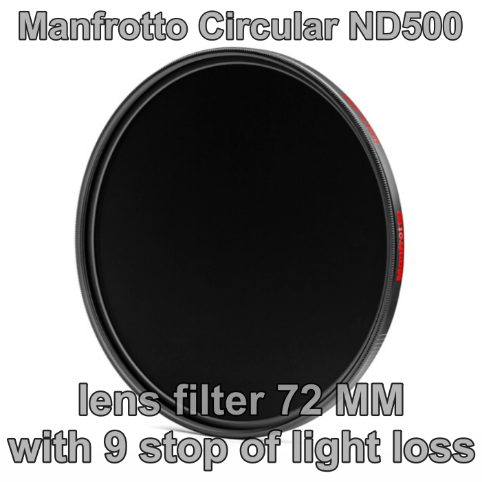 Manfrotto Circular ND500 72MM lens filter with 9 stop of light loss ลดแสง 9 สตอป ไม่ทำให้สีของภาพเพี้ยน กกระจกออปติคอลเคลือบ multi-coat 16 ชั้น กันน้ำและน้ำมัน ทำความสะอาดง่าย ผลิตญี่ปุ่นประกันศูนย์ 5 ปี