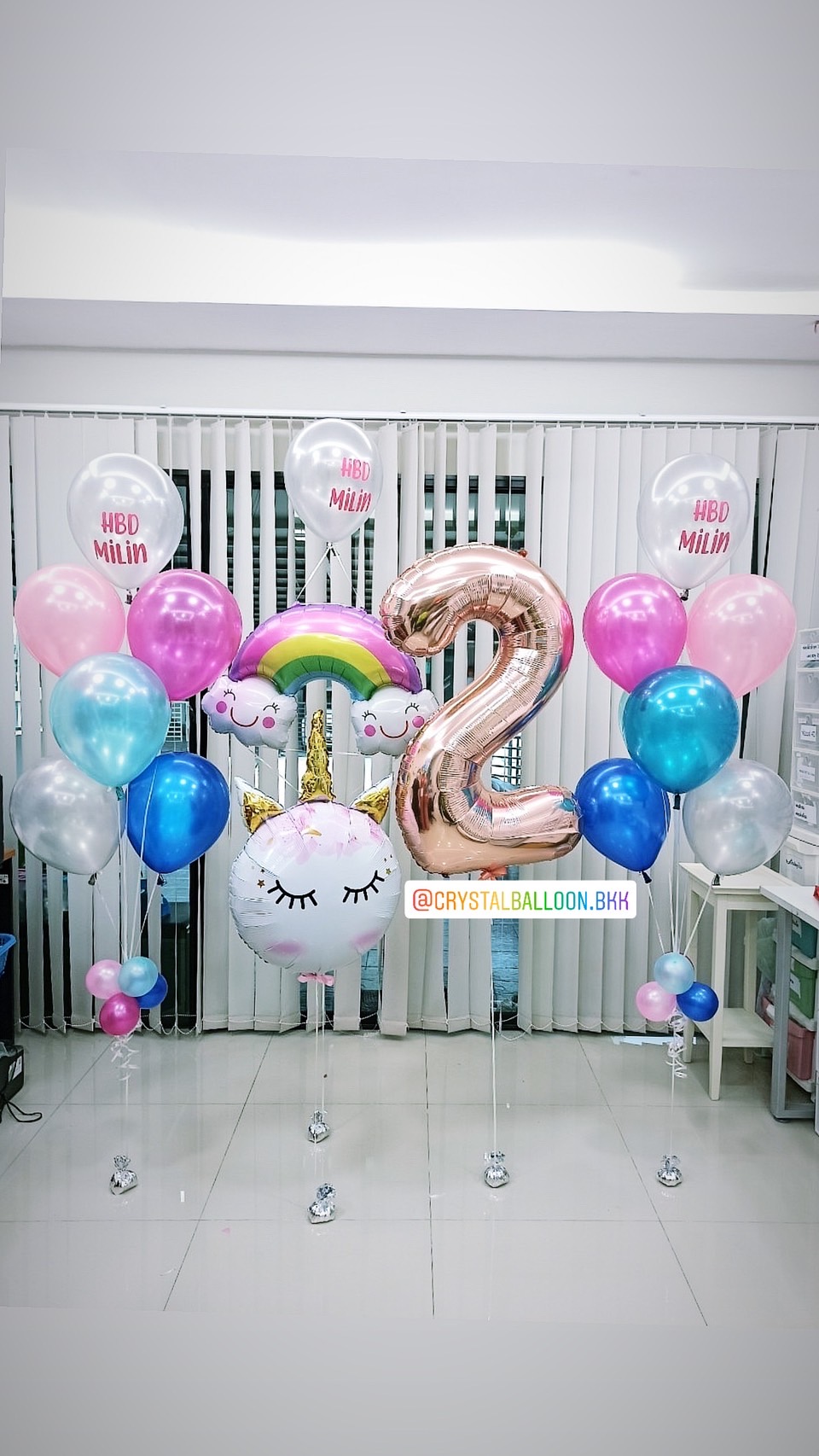 ลูกโป่ง วันเกิดเด็กหญิง Theme Unicorn สีขาว พร้อม ช่อลูกโป่ง 2 ช่อ,ฟอยล์สายรุ้งใหญ่ 1 ชิ้น,ฟอยล์ตัวเลข ขนาด 40" 1 ชิ้น พร้อมตกเเต่ง สามารถเปลี่ยนสีลูกโป่ง/เปลี่ยนสี-ตัวเลข/เปลี่ยนข้อความ/เปลี่ยนฟอยล์ตกแต่งได้