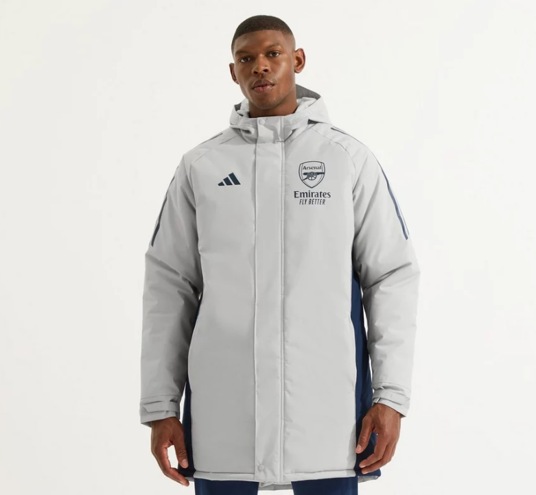 เสื้อกันหนาวอาร์เซนอลของแท้ 2025-26 Grey Stadium Parka สีเทา