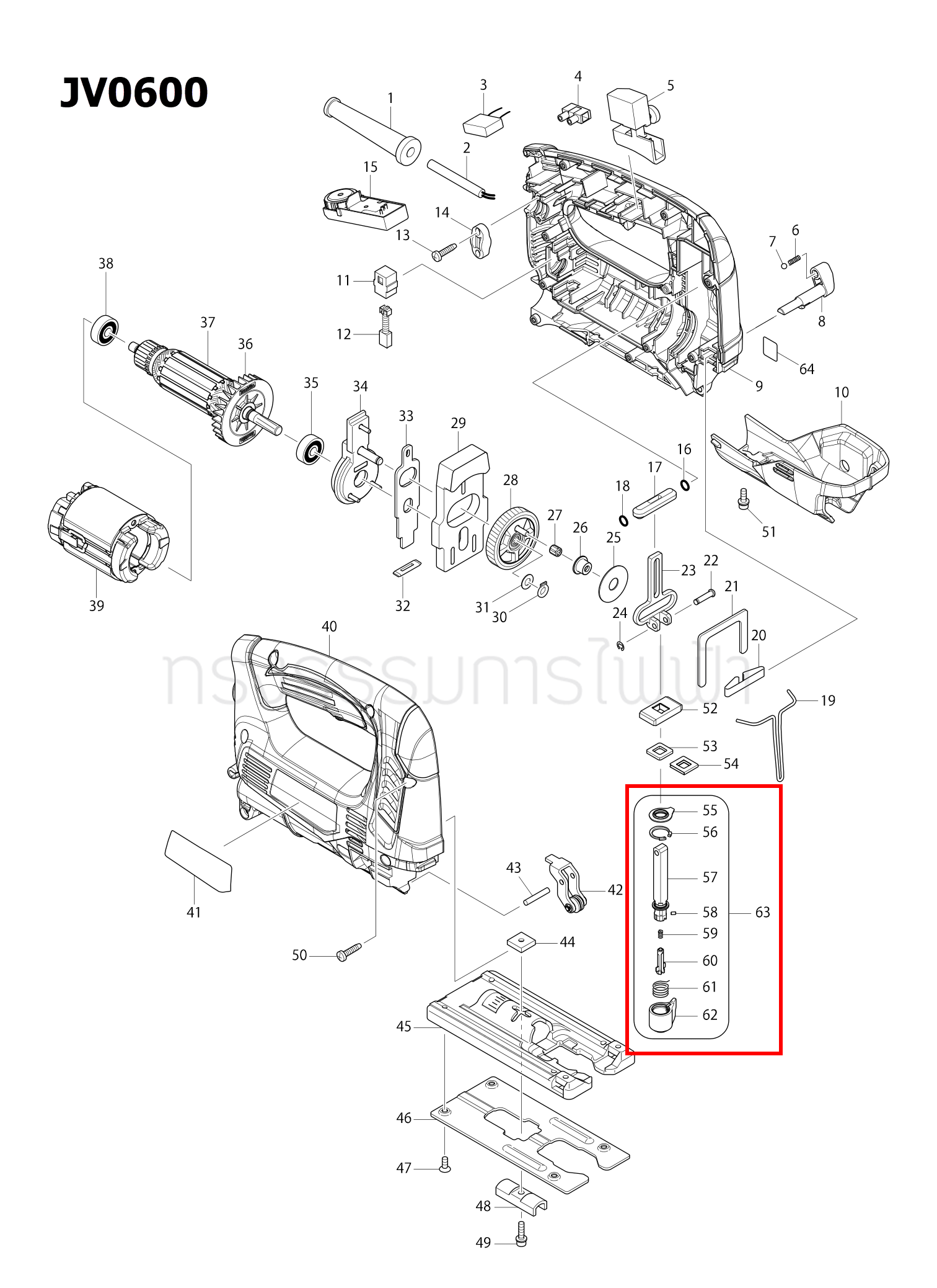ROD ASS'Y เลื่อยจิกซอร์ Makita มากีต้า JV0600, JV0600K [#63] Pn.135482-8 (แท้) ##