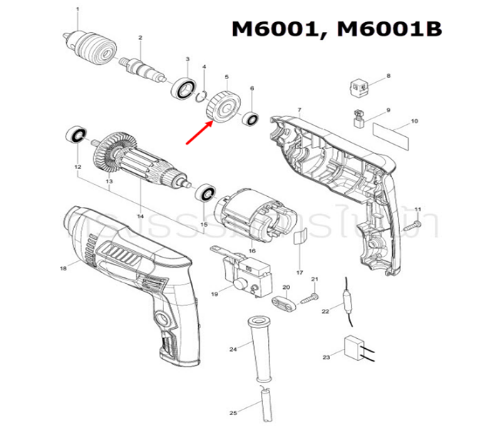 เฟือง สว่าน Maktec มาคเทค, Makita มากีต้า MT603, MT606, MT607, M6001, M6001B, M6002, M6002B, 6412, 6413 Pn.226578-7 (แท้)(**)