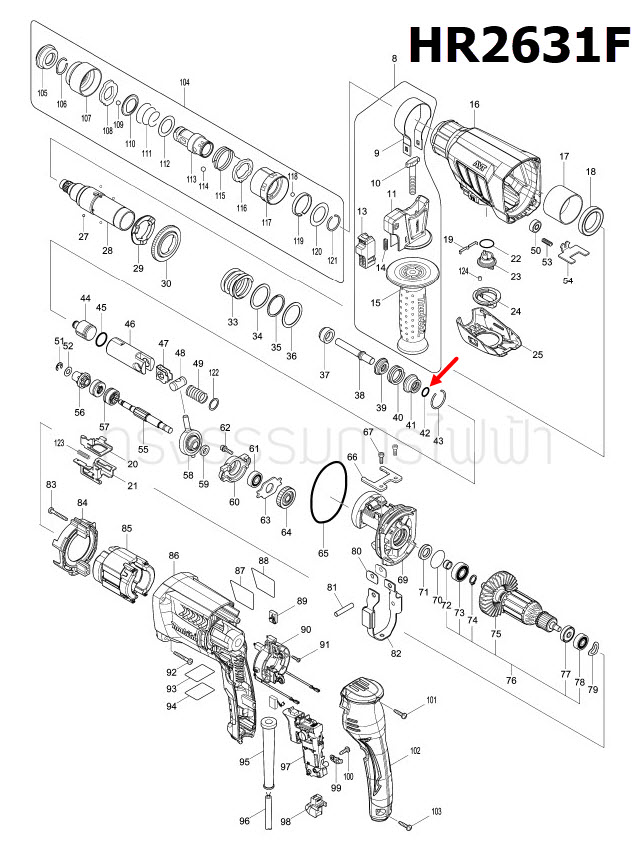 โอริง สว่านโรตารี่ Maktec, Makita MT870, MT871, M8701, M8701B [#42], HR2451 [#28], HR2631F [#42] Pn.213073-6 (แท้) ## (*)