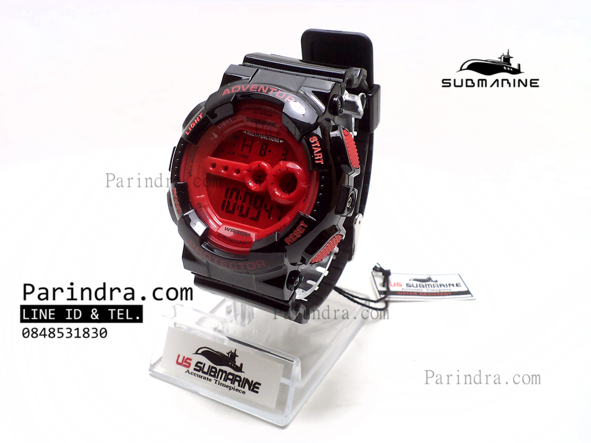 นาฬิกา US submarine รุ่น TP1282M สีดำ-หน้าปัดแดง พื้นแดง