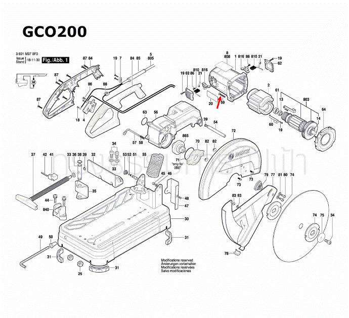 สกรูเกลียวมีร่อง เครื่องตัดเหล็ก BOSCH รุ่น GCO14-24, GCO14-24J, GCO200, GCO220, GCO2000 Pn.1619P03835 (แท้-สั่ง)