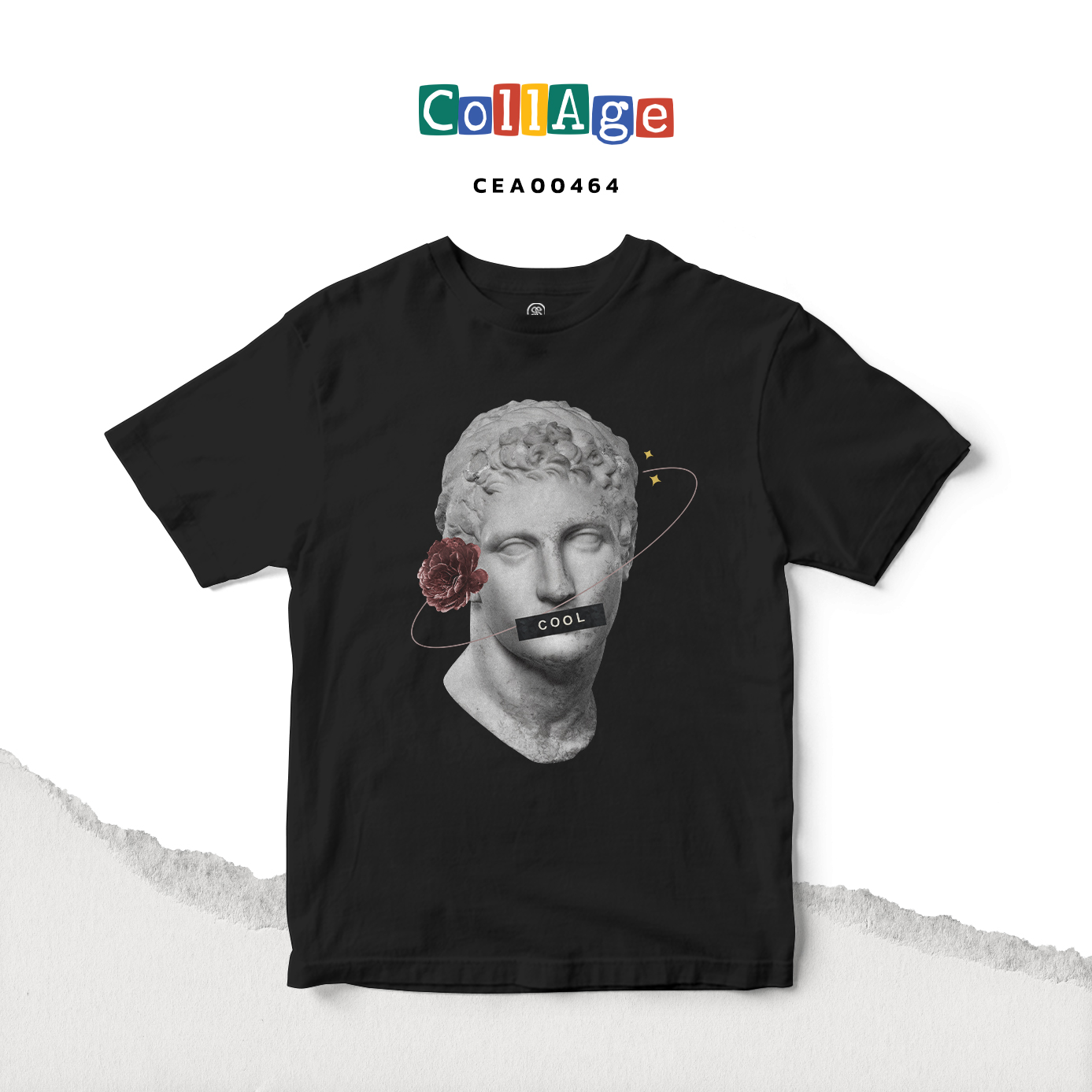 เสื้อยืดพิมพ์ลาย Collage COOL รหัส CEA00464 สีดำ #เสื้อยืด #Collage