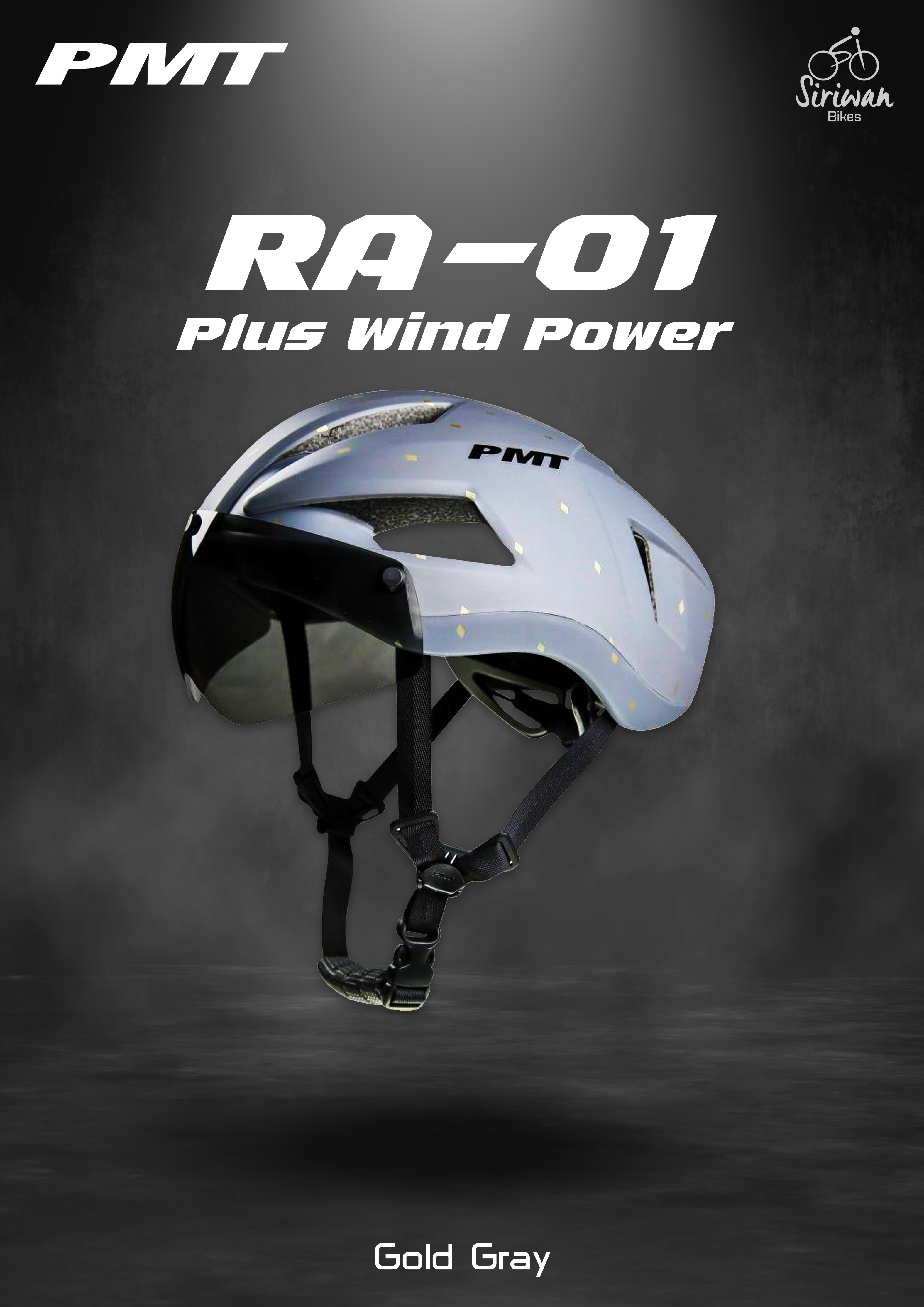 หมวกปั่นจักรยาน PMT รุ่น RS-01 PLUS WIND POWER ระบายอากาศได้ดี M : 54-58cm L : 58-61cm