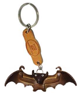 พร้อมส่ง พวงกุญแจหนังแท้ Handmade รูปค้างคาว