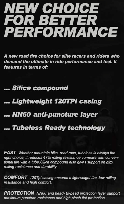 ยางนอกเสือหมอบ Chaoyang 700x25c silica compound, EB50205003F 120TPI มีกันหนาม TUBELESS READY, H-494