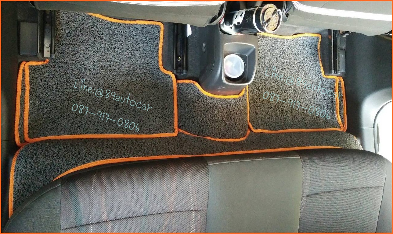 ร้านจำหน่ายพรมเข้ารูปปูพื้นรถยนต์เต็มคัน Chevrolet Sonic ไวนิลสีเทาขอบส้ม