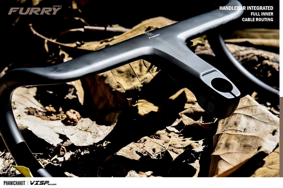แฮนด์เสือหมอบคาร์บอน อินทิเกรตรุ่น FURRY จากแบรนด์ VISP BUILDER Road Bike Handlebar Integrated มีช่องสำหรับรองรับระบบ Di2 NEW2024