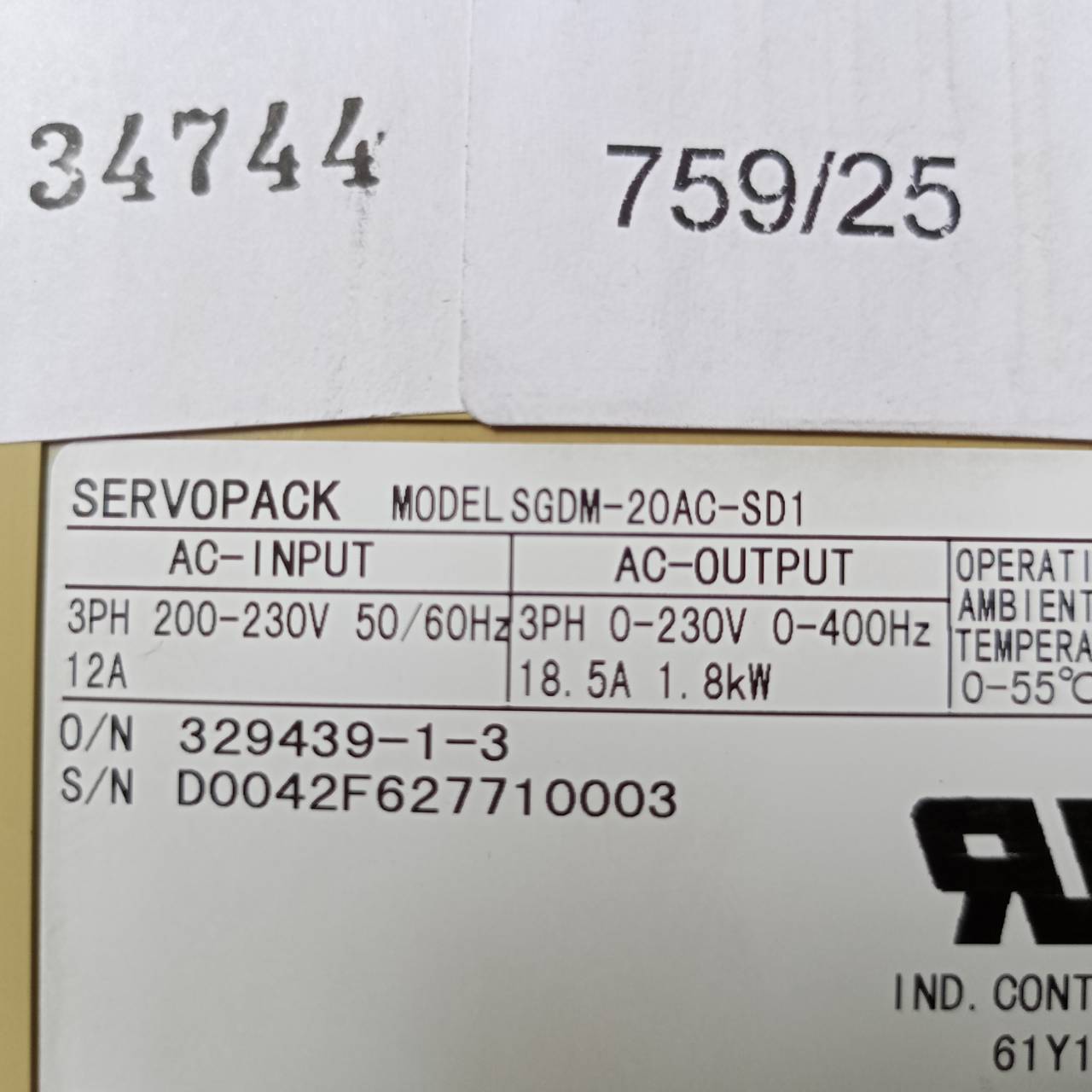 SGDM-20AC-SD1 SERVOPACK “ YASKAWA ”