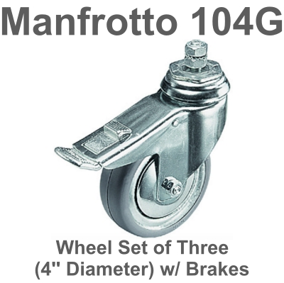 ล้อ ขนาด 100 มม. Manfrotto 104G พร้อมตัวล็อกล้อ ( 1 ชุดมี 3 ตัว ) ใช้กับขาตั้ง รุ่น 007U , 087NW , 087NWSH , 111U , 269HDU , 269U , 270U , 290U , 083NW ประกันศูนย์ 5 ปี