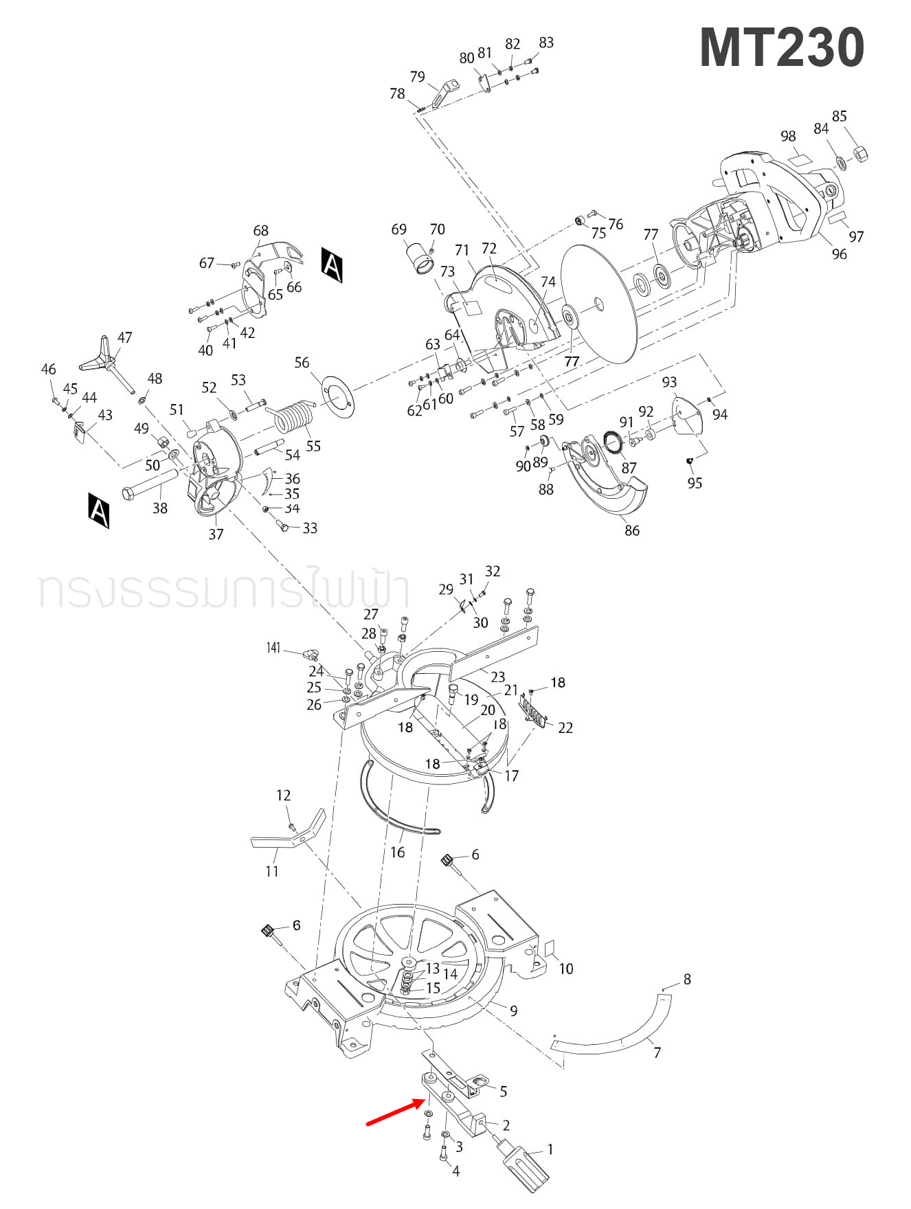HANDEL BRACKET แท่นตัดองศา Maktec มาคเทค, Makita มากีต้า MT230 [#2], M2300, M2300B [#149] Pn.JM23000002 (แท้) ##