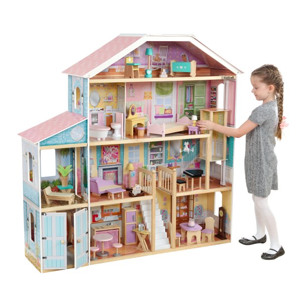 บ้านตุ๊กตา KidKraft Grand View Mansion Dollhouse with EZ Kraft Assembly™ Elevator and 34 Accessories