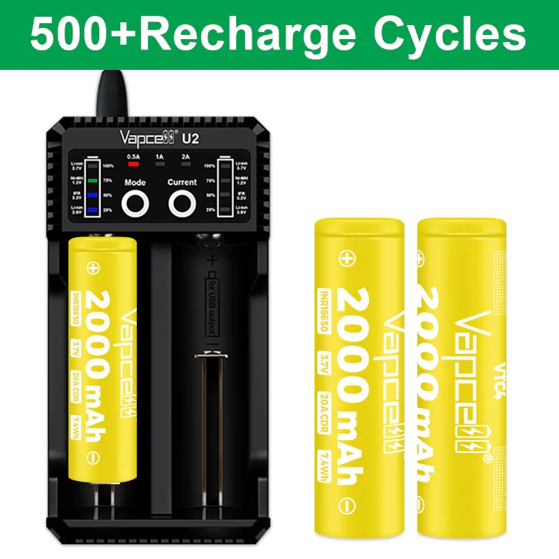 Vapcell 18650 2000mAh 3.7V แบตเตอรี่ 18650 2000mAh มี มอก.