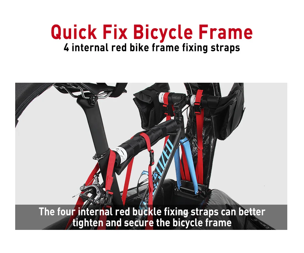 NOOYAH BK015 Pro Bike Travel Case – No Need to Remove Handlebars or Pedals | Full 16-Piece Protection Kit