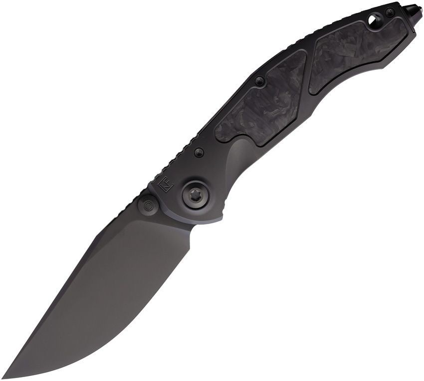 Custom Knife Factory Marifone Sokosha Black Clip Point Linerlock Carbon Fiber Handles