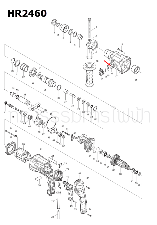 โอริง สว่านโรตารี่ Maktec, Makita MT871, M8701, M8701B [#22], HR2460F, HR2470F [#16] Pn.213278-8 (แท้)+