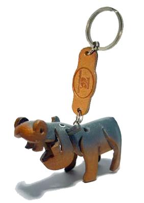 พร้อมส่ง พวงกุญแจหนังแท้ Handmade รูป ฮิปโป