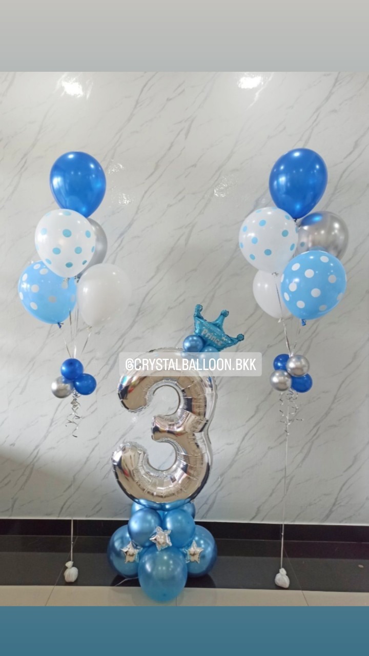 ลูกโป่ง วันเกิดเด็ก ฟอยล์ตัวเลข ขนาด 40" ตั้งฐาน 1 ชิ้น พร้อม ช่อลูกโป่ง ช่อ 5 ลูก 2 ช่อ พร้อมตกแต่ง สามารถเปลี่ยนสีลูกโป่ง/เปลี่ยนสี-ฟอยล์ตัวเลข/เปลี่ยนฟอยล์ตกแต่งได้