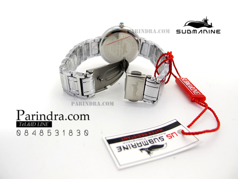 นาฬิกา US submarine รุ่น J123L สายสแตนเลสีเงิน หน้าปัดสีดำตัวเลขสีชมพู