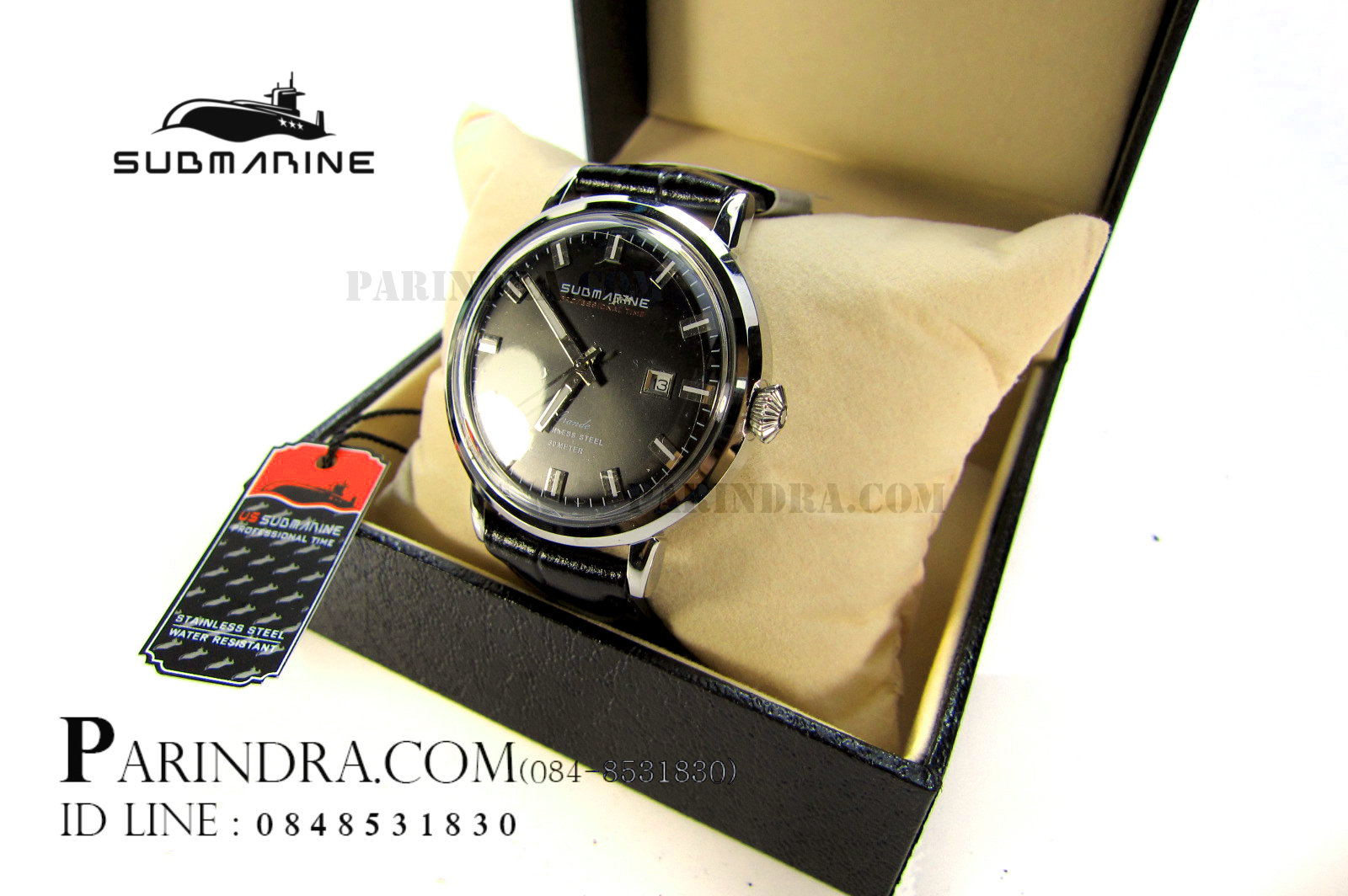 นาฬิกา US submarine รุ่น SUB201M สายหนังสีดำ-ดำ