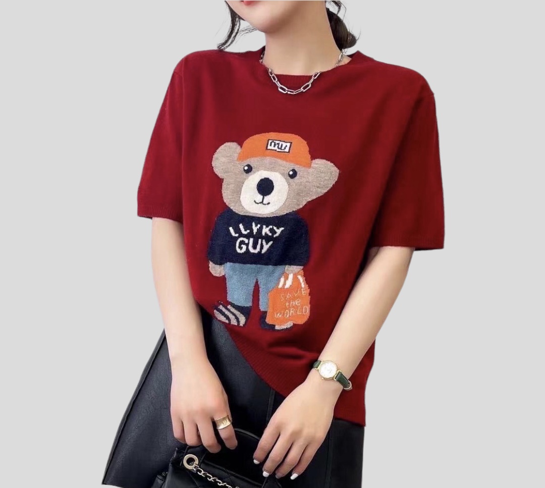เสื้อยืดไหมพรมนุ่มลายหมี