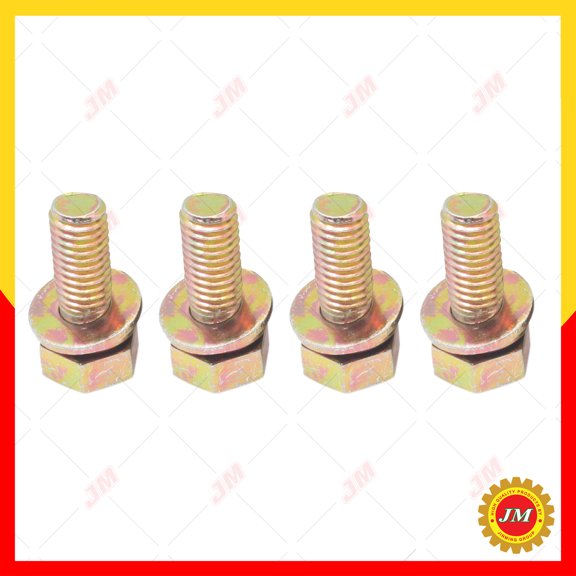 น๊อตเกลียวซ้าย 8 มม. ตัวผู้ พร้อมแหวนรอง [1 ชุดมี 4 ชิ้น]