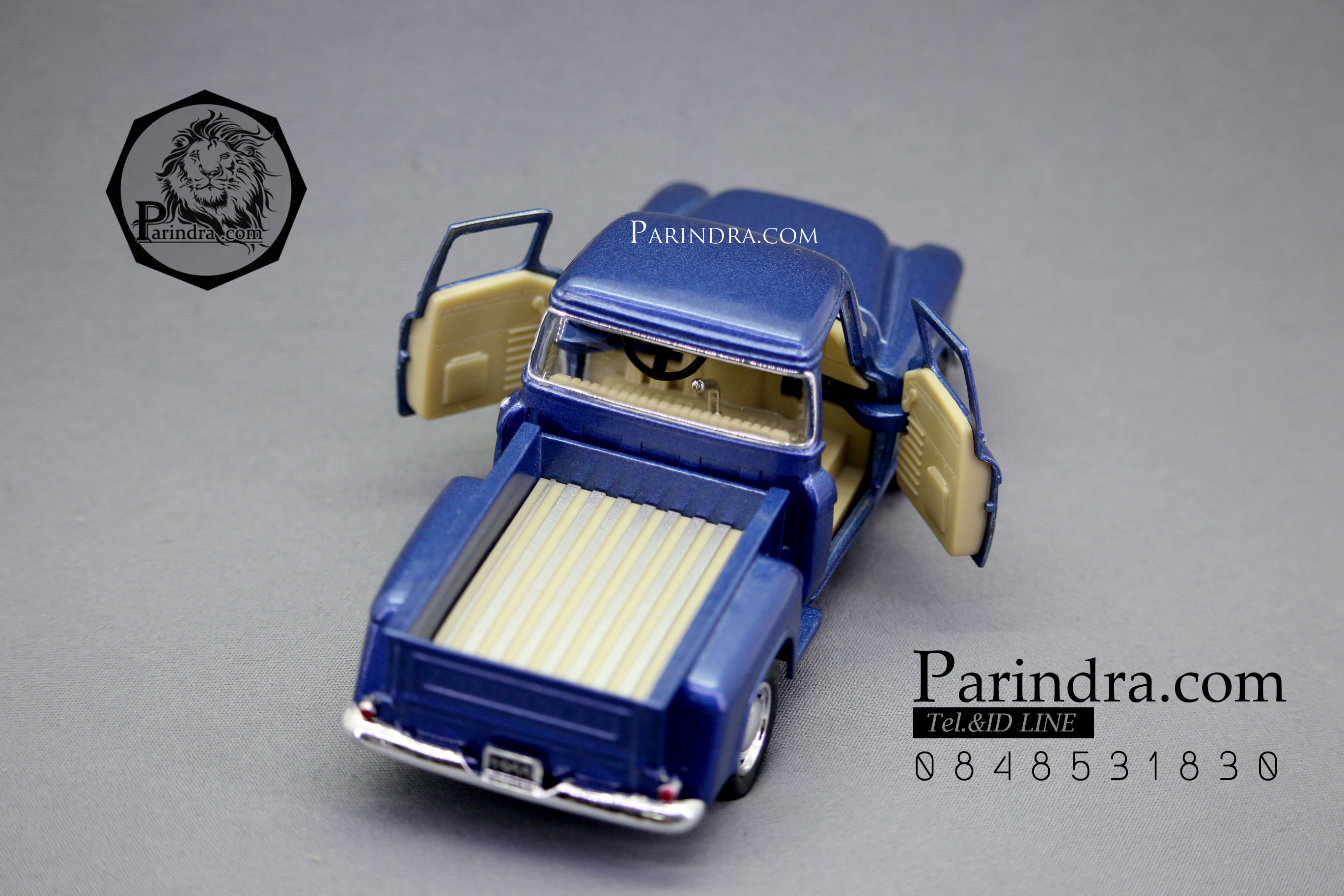 โมเดลรถเหล็กรถจำลอง CHEVROLET Chevy Stepside Pick-up 1955 สีน้ำเงิน