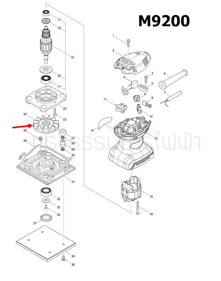 FAN 65 เครื่องขัดกระดาษทราย Makita มากีต้า MT920, M9200, M9200B [#24] Pn.241669-3 (แท้) ##
