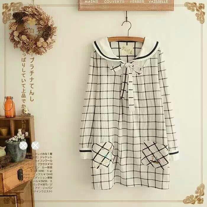 เสื้อ/เดรสผ้าฝ้ายลายตาราง QJH