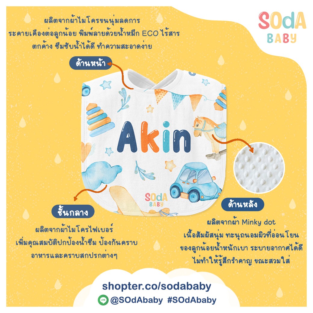 ผ้าซับน้ำลาย Baby Bib ลาย Daisy and Rabbit รหัส DBA00046 🌼🌸 #SummerFlowers #SOdAbaby
