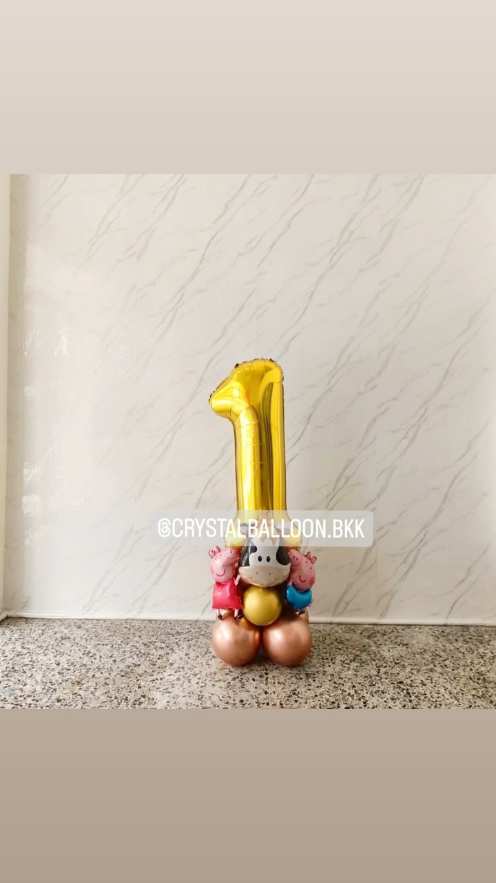 ลูกโป่ง วันเกิดเด็ก ฟอยล์ตัวเลข ขนาด 40" ตั้งฐาน 1 ชิ้น พร้อมตกแต่ง สามารถเป็นสีลูกโป่ง/เปลี่ยนสี-ฟอยล์ตัวเลขได้