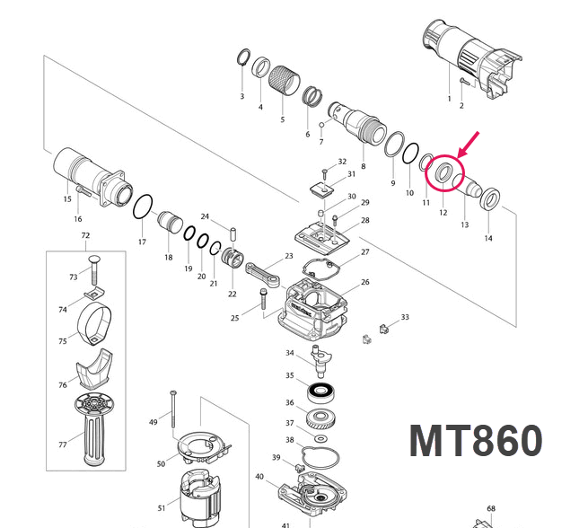 แหวนยาง X-Ring สกัดไฟฟ้า,แย็ก Maktec มาคเทค, มากีต้า Makita MT860, HM0810 , HM0810T, TA Pn.213428-5 (แท้) #G14