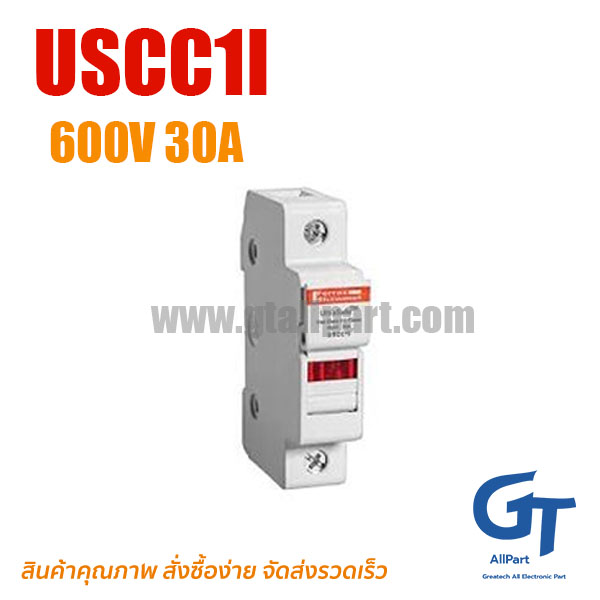 ฐานฟิวส์ Mersen Ferraz , USCC1I , Fuse Holders 600V 30A Class CC 1-pole Light Indicator