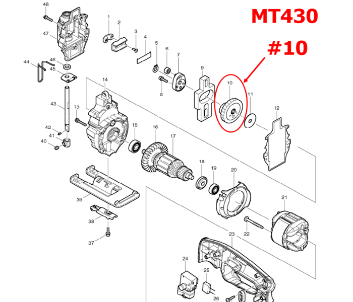 เฟือง เลื่อยจิ๊กซอว์ Maktec มาคเทค, Makita มากีต้ารุ่น MT430, M4302, M4302B Pn.158913-0 (แท้) ## (**)