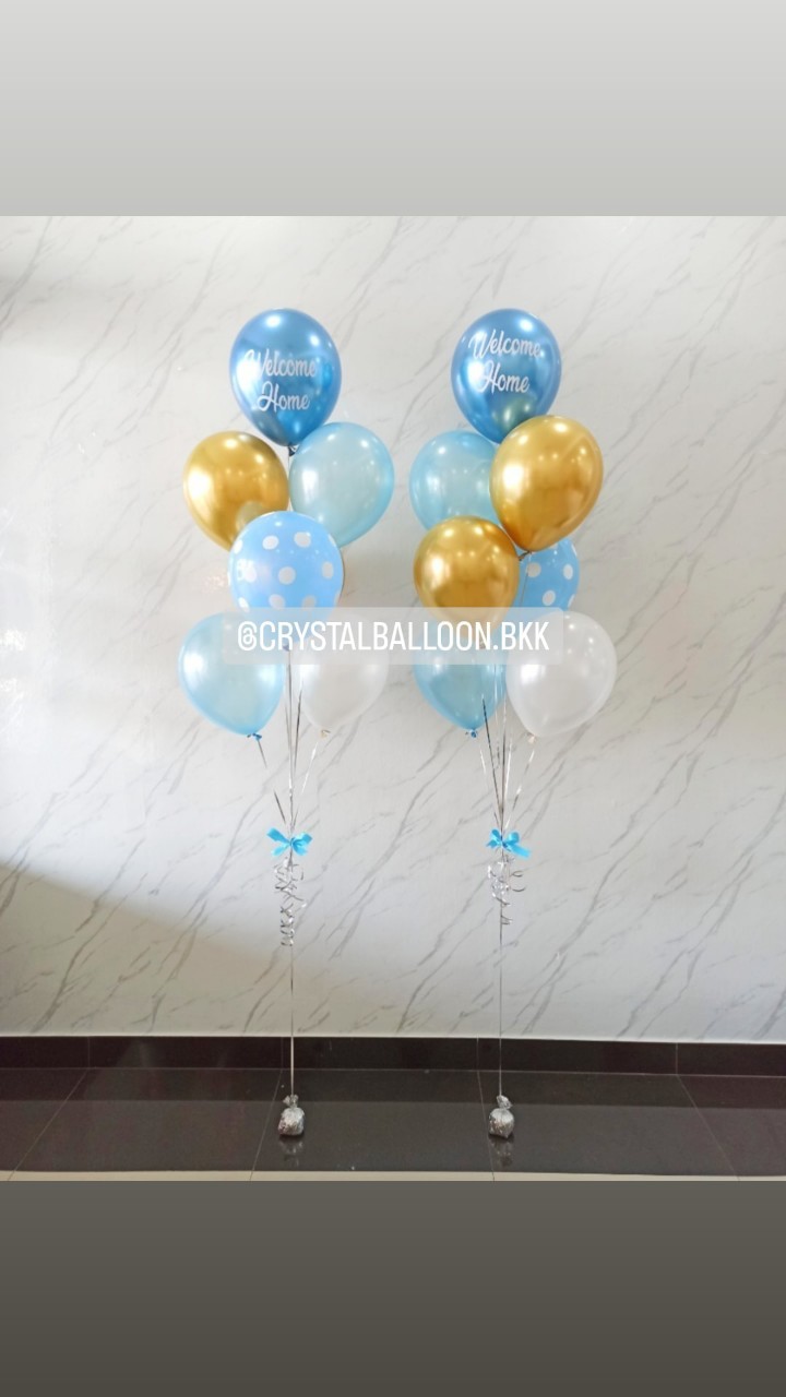 ลูกโป่ง Welcome Home ช่อลูกโป่ง ช่อ 7 ลูก 2 ช่อ พร้อมตกเเต่ง สามารถ เปลี่ยนสีลูกโป่ง/เปลี่ยนข้อความได้