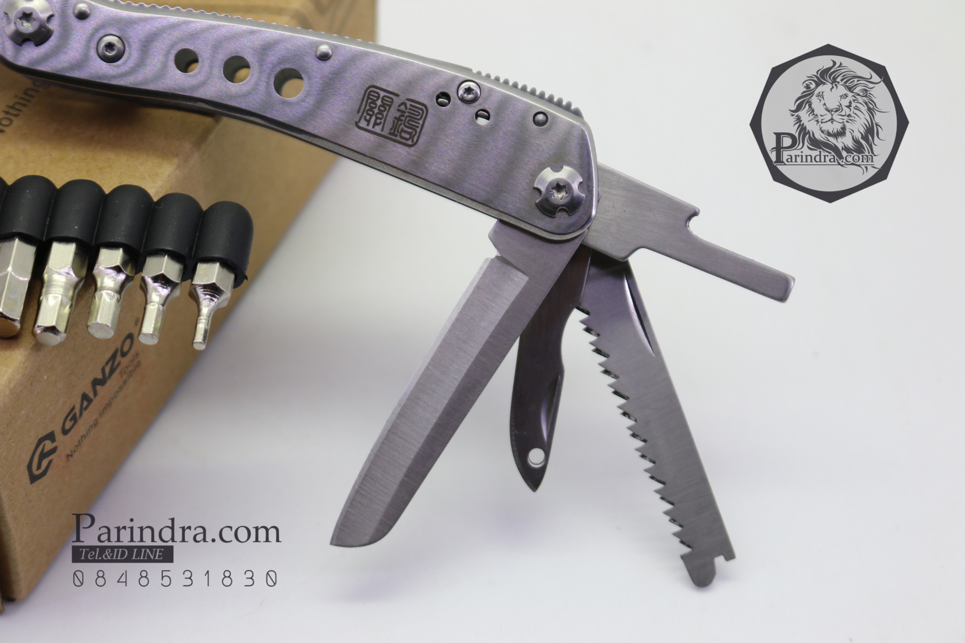คีมเอนกประสงค์ Multi-Tools Ganzo กานโซ่ รุ่น G201-H สีเงินไทเทเนี่ยม ของแท้ 100%