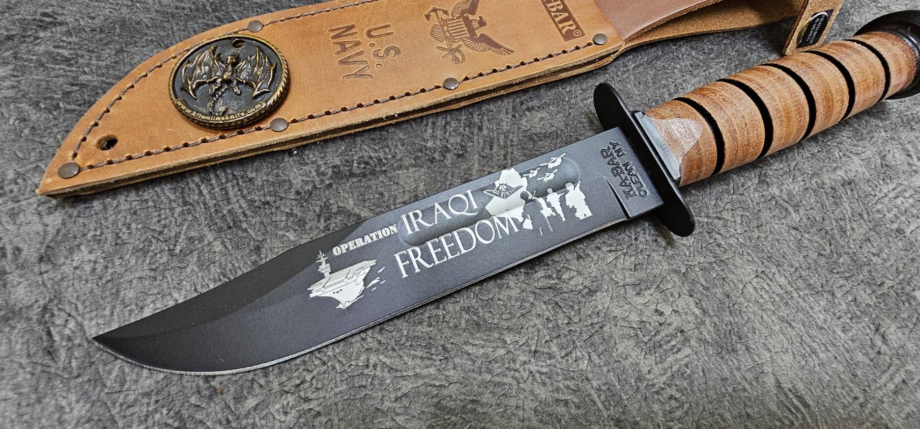 Ka-Bar Bowie US Navy Operation Iraqi Freedom Fixed Blade Knife (7" Black)