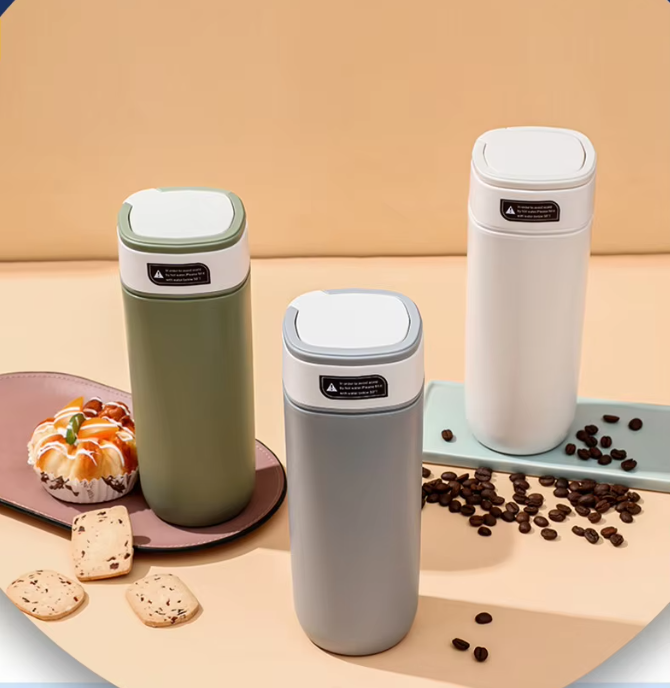 กระบอกสแตนเลสผลักไม่ล้ม มีหูหิ้ว 480 ml