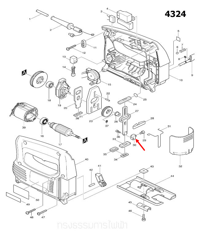 BLADE CLAMP Makita 4323 [#13], 4324 [#30] Pn.313083-4 (แท้) ##(*)
