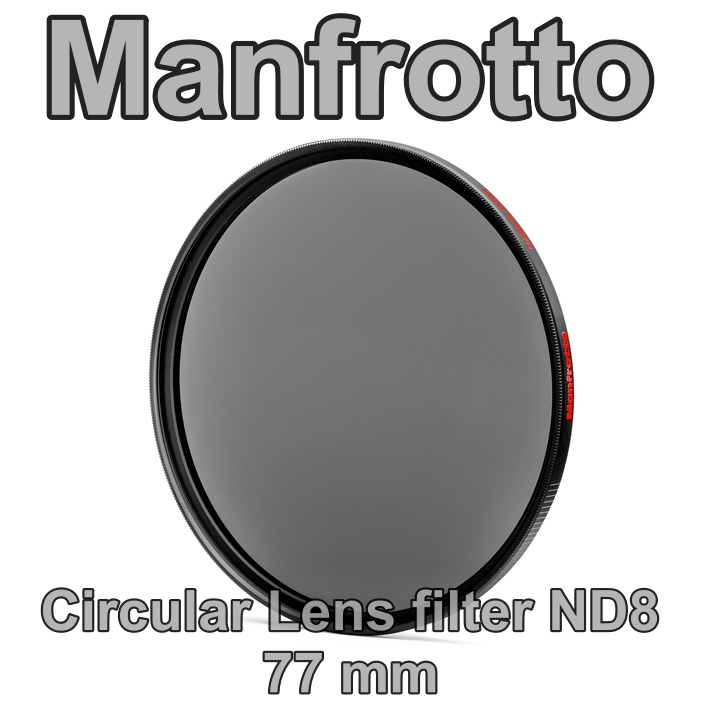 Manfrotto Circular Lens filter ND8 MF-FIND-00877 77 MM ฟิลเตอร์ลดแสงลดลง 3 สตอป ไม่ทำให้สีเพี้ยน กระจกออปติคอลเคลือบ multi-coat 16 ชั้น กันน้ำและน้ำมัน ประกันศูนย์ 5 ปี