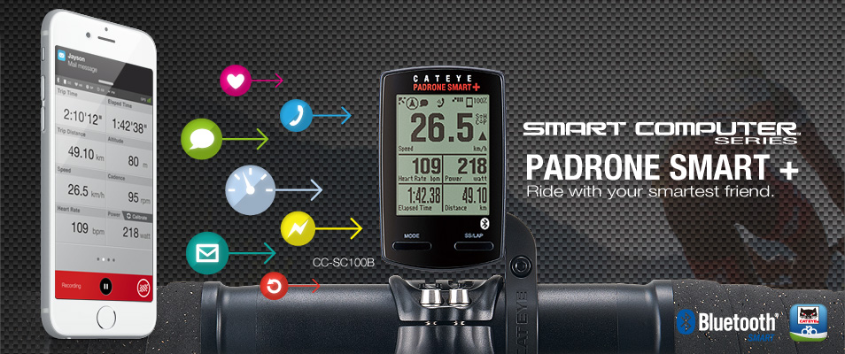 CATEYE ไมล์ไร้สาย PADRONE SMART+, มี GPS, CC-SC100B, ขายเฉพาะตัวเรือนไมล์