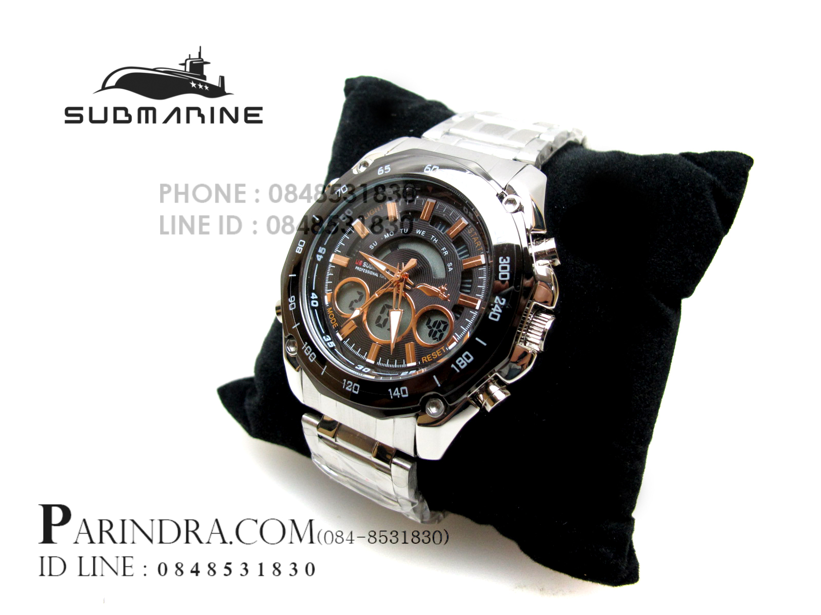 นาฬิกา US Submarine TA5224M หน้าปัดดำเข็มpink gold