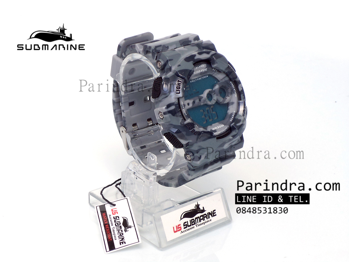นาฬิกา US submarine รุ่น TP1340M (Military) สีลายพรางทหารสีเทาอ่อน หน้าปัดพื้นน้ำเงิน