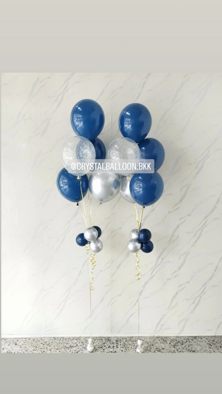 ลูกโป่ง แสดงความยินดี ช่อลูกโป่ง ช่อ 5 ลูก 2 ช่อ Theme Dark Blue พร้อมตกแต่ง สามารถเปลี่ยนสีลูกโป่งได้