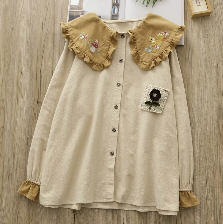 เสื้อคอบัวผ้าฝ้ายลายปัก